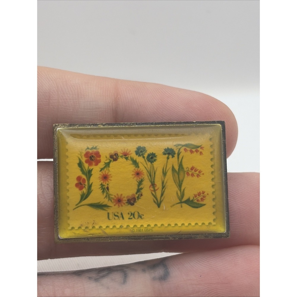 USPS United States Postal Service Stamp Love Flowers Lapel Hat Pin